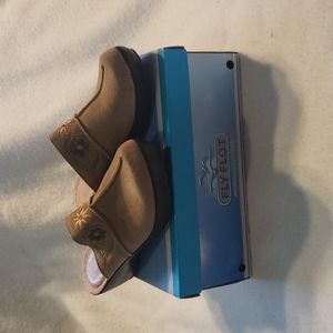 Fly Flot Suede Embroidered Alyssa Clogs